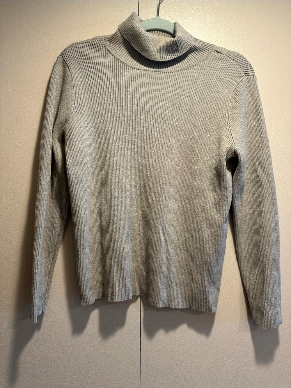Ralph Lauren Vintage Ribbed Turtleneck Sweater in Light Gray